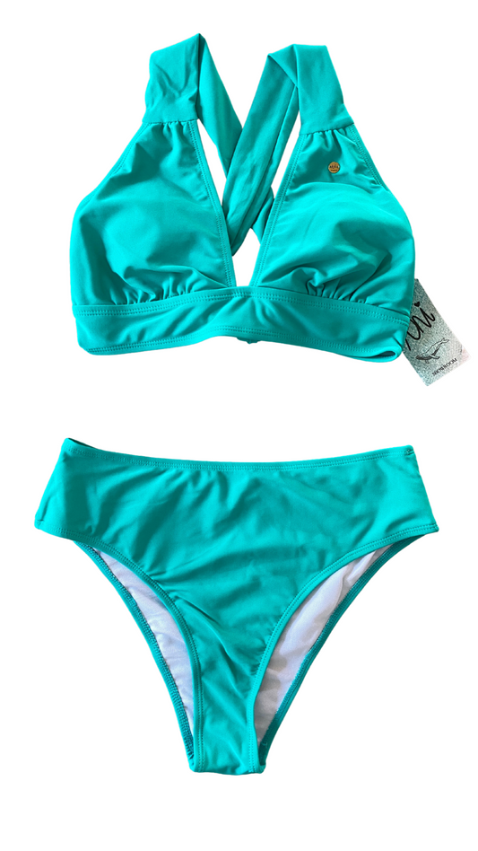 Set bikini de tiro alto con espalda cruzada