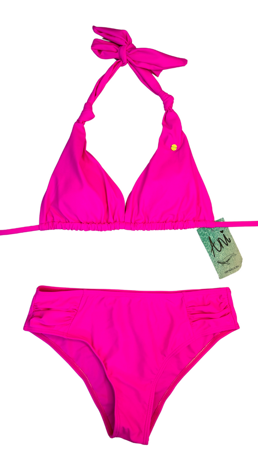 Set bikini tiro alto de top con nudos